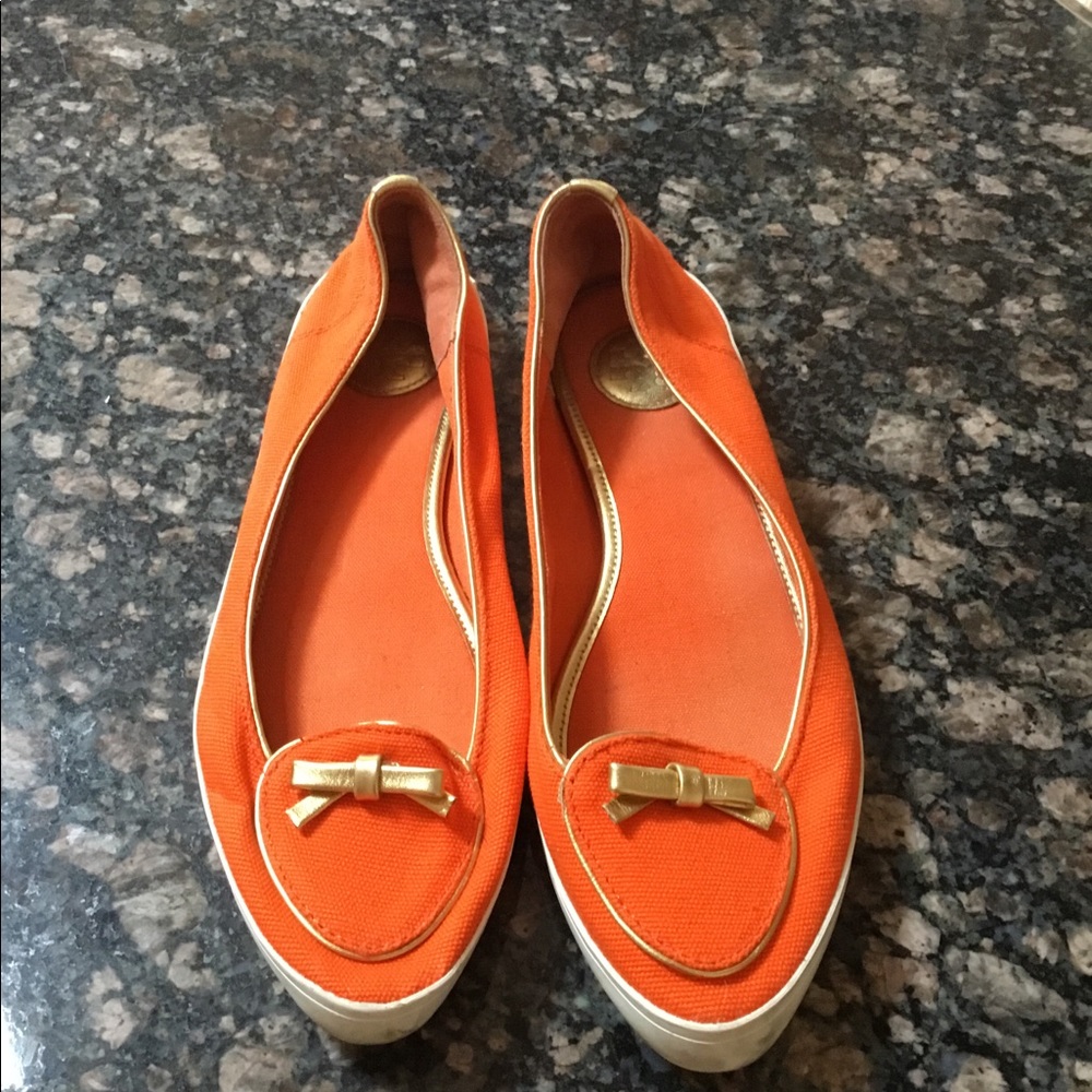 TORY BIRCH espadrilles  sz 6.5 orange gold